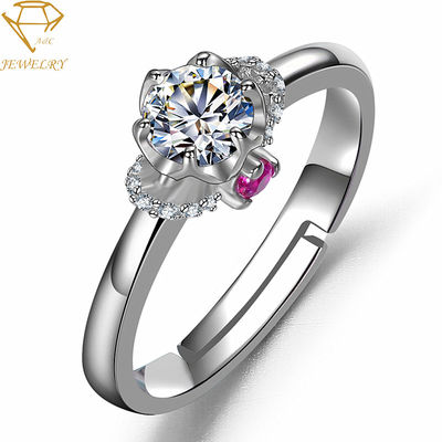 ダイヤモンド指輪のローズ調節可能な個人化された18Kの銀製のめっき