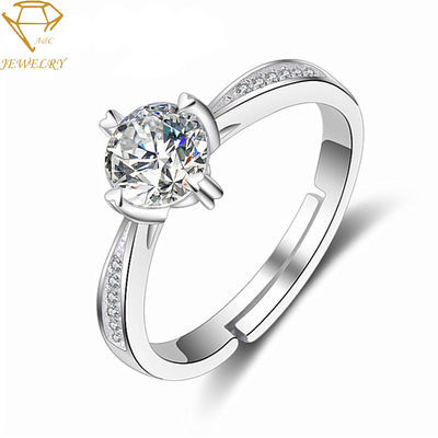 3A女性のための立方ジルコニアの純銀製の注文の結婚指輪
